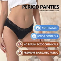 Culotte menstruelle en dentelle à 4 couches, lavable, protection complète post-partum, anti-fuite, sous-vêtements physiologiques pour les règles