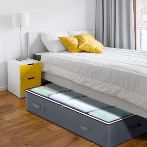 Bolsa de almacenamiento para debajo de la cama de 90L, ventana transparente, poliéster reutilizable, estilo Vintage, para zapatos, organizadores de papel para envolver, cajas de almacenamiento - Product Image 2