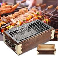 Mini Barbecue Portable boîte en bois Promotion charbon de bois Logo personnalisé coréen Restaurant Table Barbecue Grill avec étui en bambou