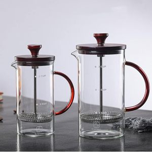 Cafetière à piston en verre borosilicate moderne et personnalisable, 400 ml/800 ml, avec couvercle en bambou, sans BPA, résistante à la chaleur, pour la vente en gros - Product Image 4