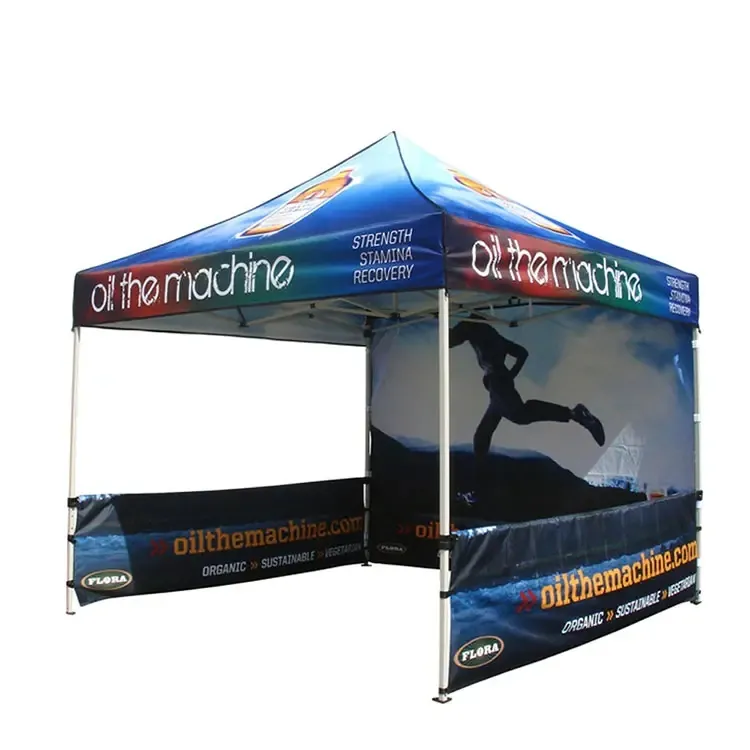 خيمة المنبثقة 3x3 المطبوعة مخصصة للمناسبات، خيمة المظلة والأعمال والكشكشة باللون الأبيض المظلة البرتقالي الكلب، خيمة المعرض التجاري