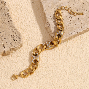 Bracelet en acier inoxydable <span class=keywords><strong>de</strong></span> style cubain, bijoux pour hommes, hip-hop, plaqué <span class=keywords><strong>or</strong></span> 18 carats, bracelet cubain épais en zircon, nez <span class=keywords><strong>de</strong></span> cochon - Product Image 5