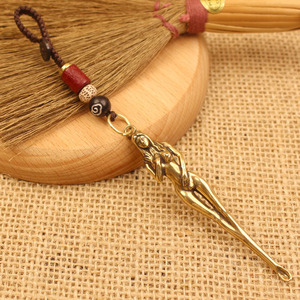 Sidaoyuan laiton déesse oreille cuillère voiture porte-clés pendentifs suspendus ornements pour hommes et femmes général Vintage cadeau Manufa - Product Image 3