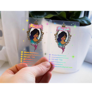 Customised pvc holographic gold foil printing transparent/frosted plastic business cards with logo