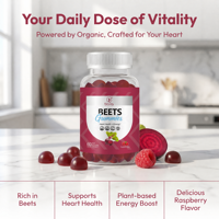 Prix de gros OEM ODM Gummies véganes à la betterave Marque privée avec Vitamine D3 et B12 pour soutenir la santé cardiaque et l'énergie naturelle