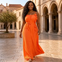 Robe de soirée élégante pour femme, sans dos, à bretelles, avec fleurs 3D, disponible en plusieurs couleurs, de haute qualité, fabriquée en usine.