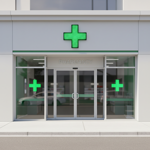 Letrero de Farmacia para Techo de Plástico Verde Resistente a la Intemperie CHEETIE, Letreros Publicitarios para Farmacias, Letrero LED con Cruz de Farmacia - Product Image 6