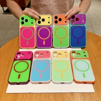 Coque de téléphone Color Block pour iPhone 17 Pro Max 16 15 14, protection magnétique antichoc pour appareil photo, coque en acrylique couleur bonbon