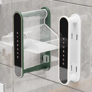 Wholesale <b>Wall</b> <b>Mounted</b> Retractable Hanger Storage Rack Balcony <b>Clothes</b> Organizer Artifact Design Bathroom Coat Hook - Product Image 1