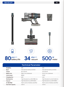Aspirador de Pó Portátil com Motor Sem Escovas, Sucção de 200 AW, Copo de Poeira de 650ml, Bateria de 4000mAh, Tempo de Uso de 61-90 Minutos, Para Casa, Carro e Hotel - Product Image 6