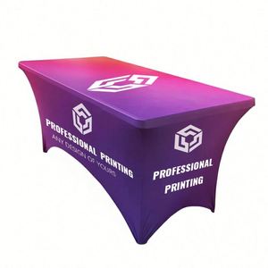 <b>6ft</b> High-Stretch Wrinkle-Resistant Full-Color Thermal Transfer Printed Festive Tablecloth Portable for Exhibitions and Home Use - Product Image 1