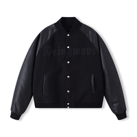 Blouson bombardier d'hiver en laine épaissie avec broderie en cuir PU patchwork de style américain High Street Plus Size Men's Jackets