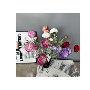 ดอกโบตั๋นประดิษฐ์ Jinxi Flocked Lotus ทำจากผ้าไหม สำหรับตกแต่งบ้าน งานแต่งงาน สีขาว ชมพู แดง ม่วง - Product Image 5