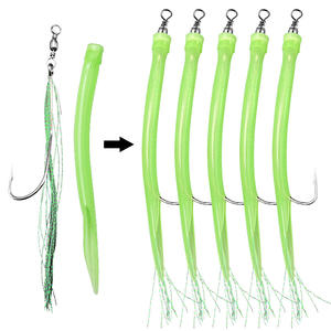 OEM 5 pièces Hameçon <span class=keywords><strong>de</strong></span> pêche en tube pour morue et anguille, Hameçon offset à ardillon, Hameçon à poulpe, Émerillon rotatif, Monture à plumes filetées pour la pêche en <span class=keywords><strong>mer</strong></span> - Product Image 1