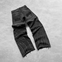 DiZNEW Jean en Denim Extensible Baggy Imprimé Personnalisé pour Homme, Style Streetwear d'Été, Pantalon de Créateur à Faible MOQ