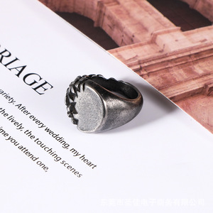 European Style Men's <b>Titanium</b> Steel <b>Ring</b> Flower Pattern Vintage Matte Finish U-Shaped Geometric Design Gift Jewelry SA1157 - Product Image 3