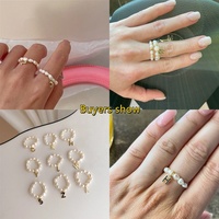 2021 Brief A-Z Ring Minimalist Multi Perlen Süßwasser Perle Geometrische Ringe Frauen Schmuck Mode verstellbarer elastischer Ring