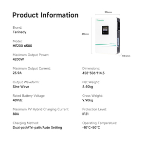 Biến tần lai ghép gia dụng tốt nhất 1.6kw 3.6kw 5.5kw 6.2KW 48V 6200W 230V 6KVA Nhà sản xuất năng lượng mặt trời Đầu ra một pha - Product Image 5