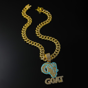 Nuevo Collar para Hombre 2026, Estilo Hiphop Rap, con Colgante de Letra GOAT, Estilo Urbano Punk, Chapado en Oro, Joyería de Moda al por Mayor - Product Image 1