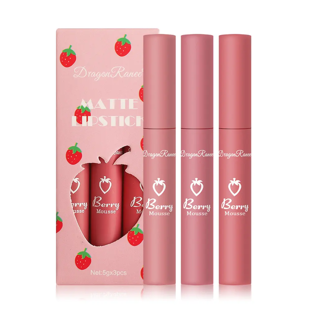 Groothandel Mini Leuke Cosmetica Matte 3Pcs Lip Glazuur Set Langdurige Naakt Matte Vloeibare Lipgloss Set Voor Vrouwen