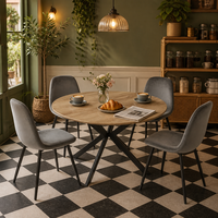 Table à manger ronde simple avec base géométrique en métal et finition bois naturel – Tableau des ventes et liste des meilleures ventes