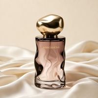 Botol Parfum Isi Ulang 30ml Anti Bocor Grosir, Bentuk Unik Kaca, Tutup Putih Tidak Beraturan, Pompa, Sablon