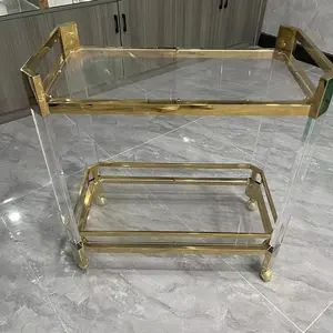 Modern Design Acrylic Wine Bar Cart Hotel Service Cart Removable Home Fashion Kitchen Food Delivery Cart