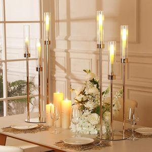 3 teste 78cm oro metallo portacandele supporto fiore decorazione matrimonio tavolo centrotavola matrimonio candelabri festa decorazione per la casa - Product Image 1