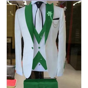 Costume de Mariage 3 Pièces Tendance Homme, Veste d'Affaires Blanche, Gilet Respirant Bleu Royal et <span class=keywords><strong>Pantalon</strong></span> <span class=keywords><strong>Blanc</strong></span> pour Marié - Product Image 3