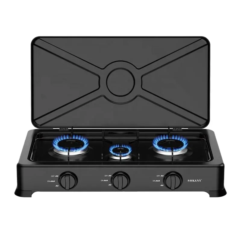 Zogifts Sokany nuovo fornello portatile per uso domestico da cucina in acciaio inossidabile fornello a Gas a tre teste
