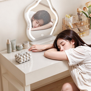 Modern Beige Makeup Vanity Desk <b>Dresser</b> Storage Table with <b>Mirror</b> for Bedroom Home Salon - Product Image 4
