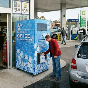 Distributeur automatique de glace JFP Commercial 150 kg, distributeur de glaçons intelligent <span class=keywords><strong>24h</strong></span>/24 en libre-service avec systèmes de paiement internationaux - Product Image 3