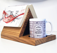 Support de livre en bois personnalisé, support de livre et tasse en bois massif