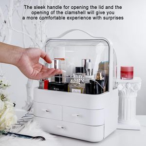 Organisateur de soins de la peau avec couvercle, 2 <span class=keywords><strong>tiroirs</strong></span> et couvercle transparent, parfait pour le rangement de maquillage dans la salle de bain - Product Image 6