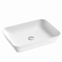 Lavabo de comptoir blanc simple lavage à la main évier de salon articles sanitaires évier de table en céramique pour hôtel appartement salle de bain