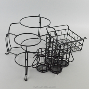 Juego de platos de exhibición con soporte de Metal, estante de exhibición de comida para comedor, Buffet, 7 piezas, color negro - Product Image 3