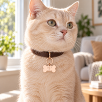 Étiquettes d'identification pour animaux de compagnie en acier inoxydable gravées au laser personnalisées, double face avec porte-clés, étiquettes de collier pour chien pour l'identification des animaux