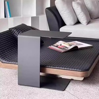 Table d'appoint mobile en acier noir de style italien minimaliste, mobilier de salon, design moderne et compact, sans rangement caché