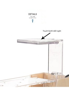 アクリル＆プラスチック製ミニ水槽、オフィスデスクトップ用、LEDタッチライト付き、家庭/オフィスのペットの魚用 - Product Image 3