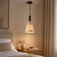 Lampe suspendue en bois, luminaire suspendu en forme de coquille, douille E27, lampe d'ambiance chaude pour chambre à coucher, salle à manger