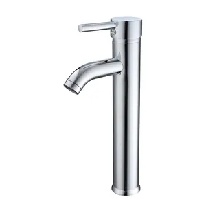 Taller glass single hole faucet bathroom mixer lever handle chrome stainless steel bathroom wash basin mixer