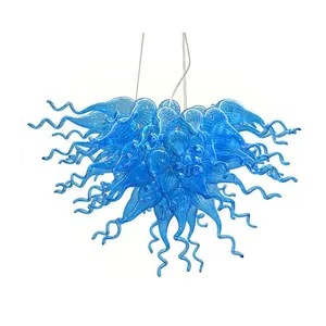 Azul de cristal de Murano lámpara LED luz 2 años de garantía de vidrio soplado a mano de la lámpara