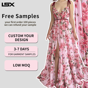 Abiti Personalizzati con Stampa Serigrafica, <span class=keywords><strong>Vestito</strong></span> <span class=keywords><strong>Lungo</strong></span> Estivo da Donna in Lino di Alta Qualità, Abito Principessa <span class=keywords><strong>Rosa</strong></span> con Lavorazione all'Uncinetto, Produttore - Product Image 1