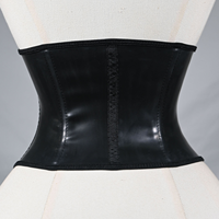 Corset serre-taille avant court et arrière long en latex, ceinture de maintien ferme pour le ventre, grande taille, noir gothique