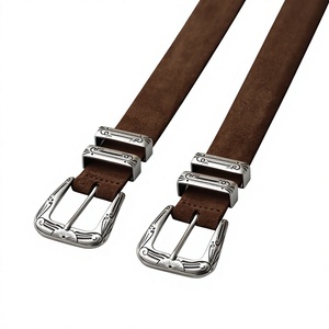 Vintage Style 100% Original Leather Cow Hide Square Pin Buckle Steel Luxury Formal <b>Men's</b> Accessories Eco-Friendly Waterproof - Product Image 4