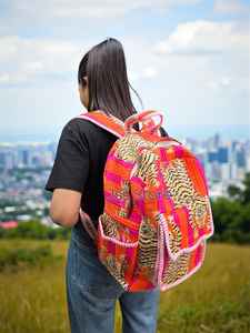 Sac à dos imprimé à la main motif tigre, 100 % coton matelassé, sacoche pour ordinateur portable, sac de transport élégant pour le quotidien avec sacs de sport confortables - Product Image 2