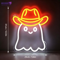 Enseigne néon LED Cowboy Fantôme d'Halloween, Décoration murale en acrylique alimentée par USB pour Chambre, Chambre d'enfant, Bar et Salle de jeux, Personnalisation disponible