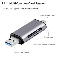 Lectores de Tarjetas de Memoria SD y TF 2 en 1, USB OTG USB 3.0 y Tipo C, Portátiles, de Alta Velocidad, OEM ODM, para Ordenador Portátil/Teléfono Móvil