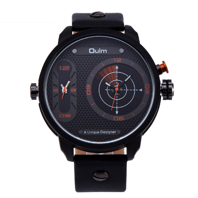 Men Watch OULM Fashion Man's Watches Luxury Unique Different Design Dual Time Big Round Dial Quartz Wristwatch Hot