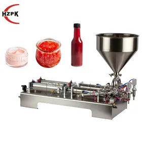 HZPK 2 heads honey cream shampoo quantitative high viscosity piston 5L bottle filling machine cosmetic liquid semi automatic